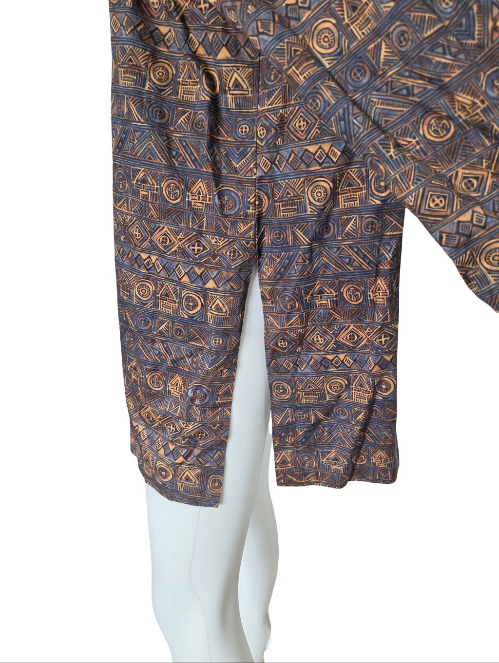 Peruvian Connection Lightweight Printed Tunic Shirt Blue Orange Size Medium — image 5 of 8